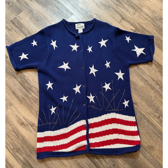 Quacker Factory Election Patriotic Flag July 4th Labor Sweater Size Medium - Picture 1 of 7